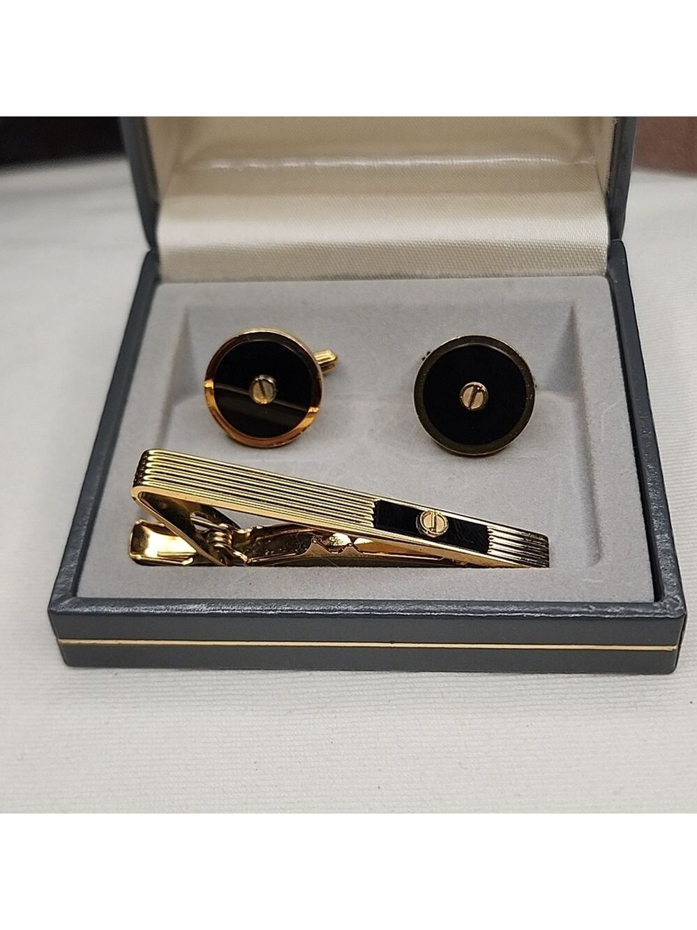 Dunhill cufflinks set Authentic gold plated with black enamel